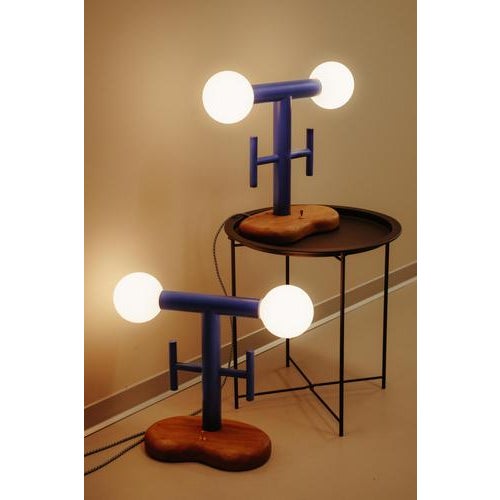 Gold Fillete Spanish Elm Bedside Table Lamp by Marco Calhau For Sale - Image 8 of 9