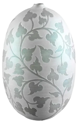 Sage Green Metallic Stoneware Oliva Damasco Vase from VGnewtrend
