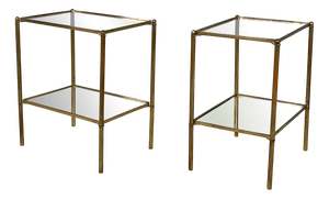 Mid-Century Modern Coffee Tables in Brass and Glass, Italy, 1960s, Set of 2