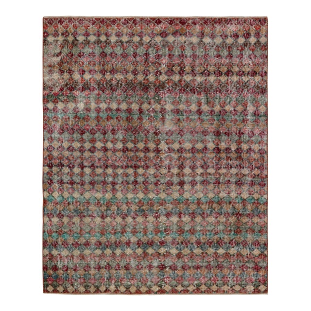 1960s Vintage Zeki Müren Art Deco Rug With Geometric Patterns For Sale