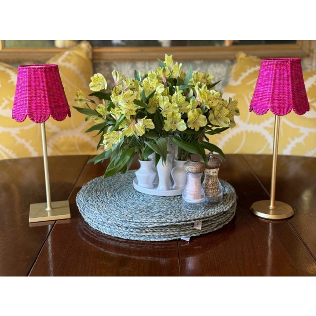 2020s Seagrass Shade Cover (Scalloped in Fuchsia) For Sale - Image 5 of 5