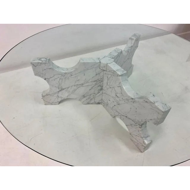 Glass Italian Carrara Marble Coffee Table, 1970s For Sale - Image 7 of 11