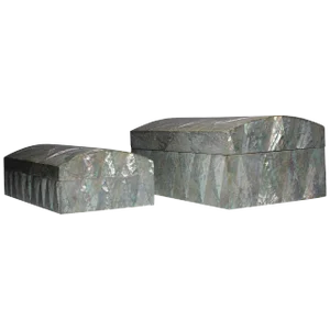 Pair of Vintage Crackled Abalone Jewelry Boxes