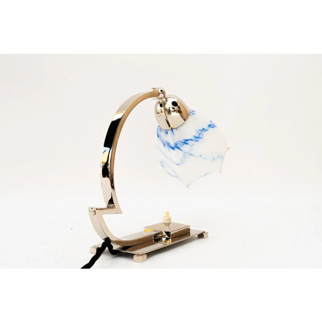 Art Deco Nickel Swivel Table Lamp with Glass Shade, 1920s For Sale - Image 16 of 18