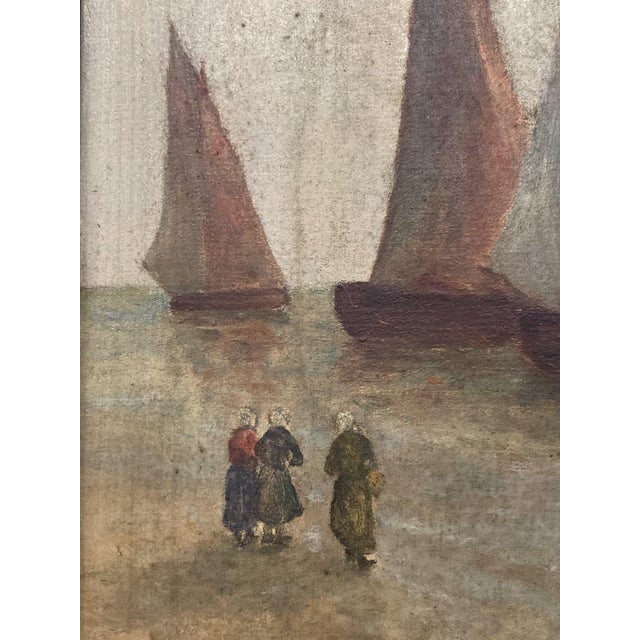 F. Peyre, Seascape at Sunset, 1920s, Oil on Canvas For Sale - Image 8 of 14