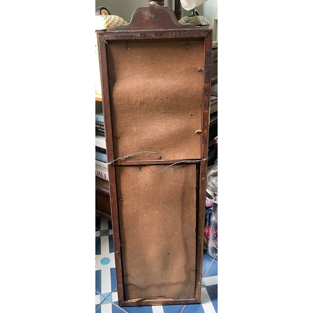 Antique Trumeau Mirror With Hand Carved Details and Printed Chrysanthemum Artwork by M. Streckenbach For Sale In New York - Image 6 of 12