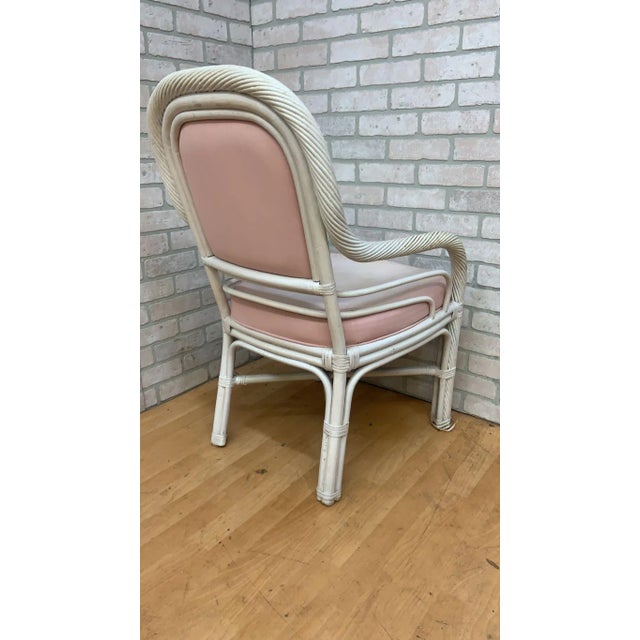 Mid Century Modern McGuire Cane - 6 Piece Dining Set Mid Century modern original McGuire pink and white woven rattan...