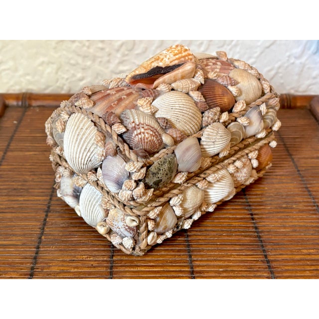 Vintage Shell Encrusted Domed Lid Box For Sale - Image 4 of 8