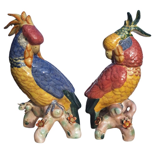 Contemporary 21st Century Chinese Import Pink Cockatoo Porcelain Figure For Sale - Image 3 of 12