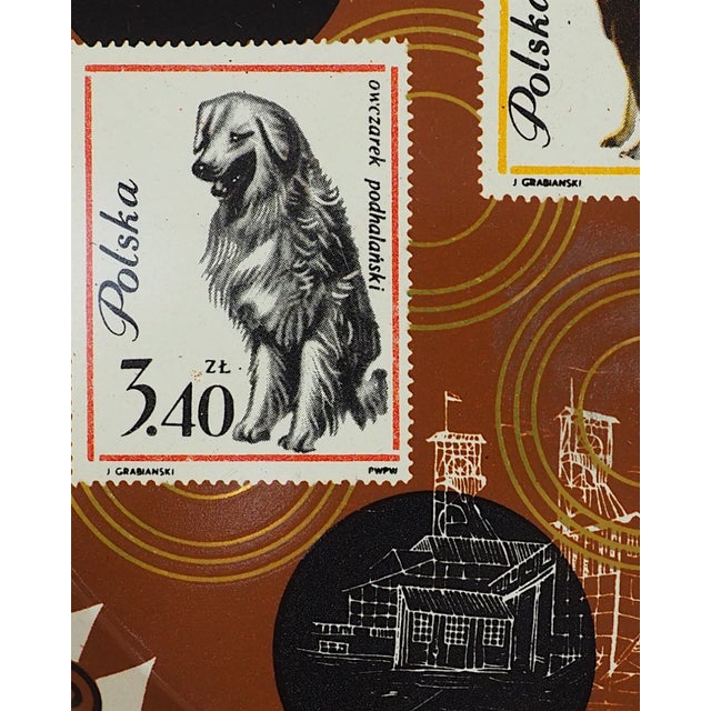 Brown Vintage Polish Tin Tray with Dogs, 1970s For Sale - Image 8 of 10