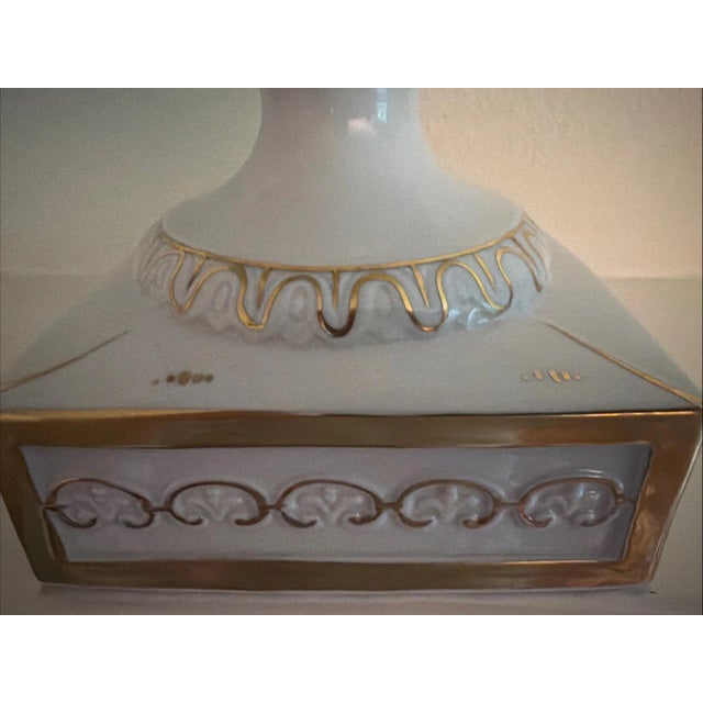 Vintage Sandizell Hoffner White & Gold Large Urn with Cherubs German For Sale - Image 4 of 6
