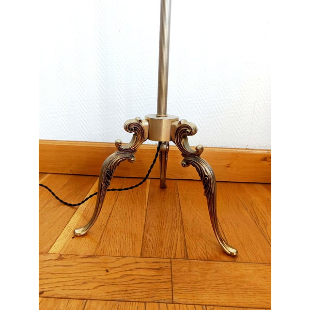 Metal Vintage Brass Tripod Floor Lamp, 1950 For Sale - Image 7 of 11