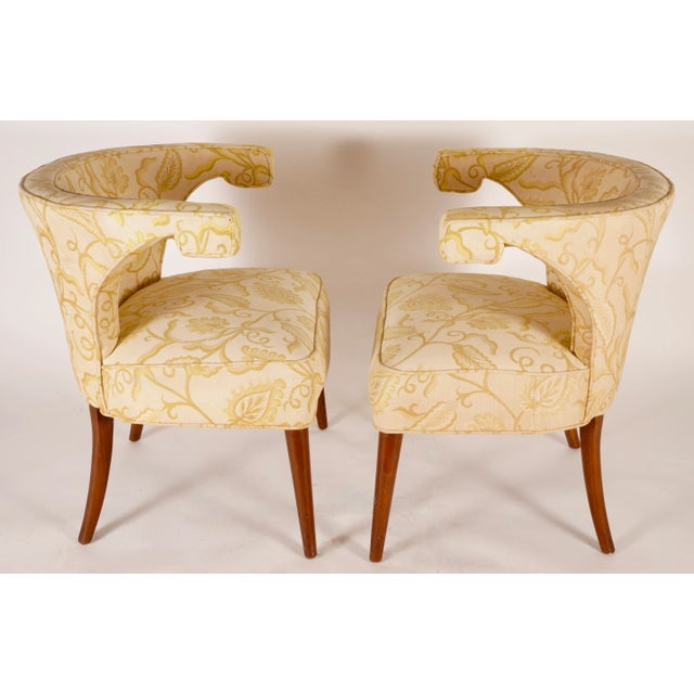 1960s Vintage Tommi Parzinger Veronese Klismos Upholstered Armchairs- Set of 2 For Sale - Image 12 of 12