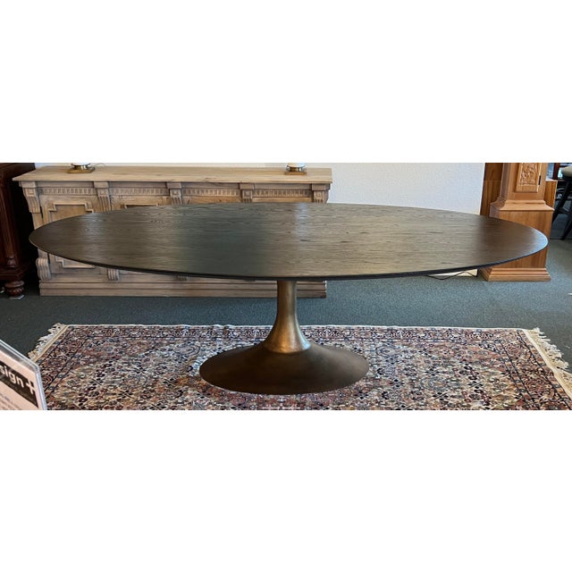 Restoration Hardware Aero Sable Oak + Antiqued Brass Oval Dining Table Chairish
