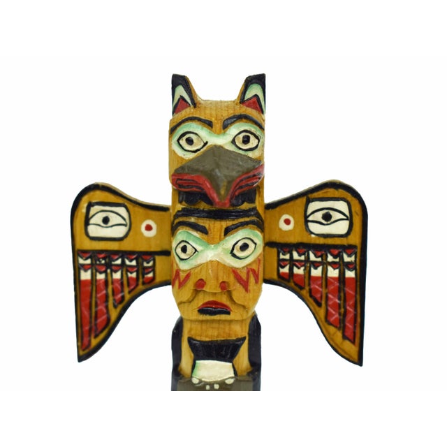 Mid 20th Century Mid 20th Century Hand Carved Patrick Seale Ketchikan Alaska Fog Woman Handcrafted Totem Pole Small Figurine - Signed For Sale - Image 5 of 8