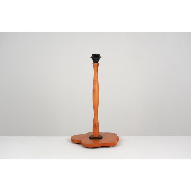 Large Vintage Table Lamp in Fabric and Wood, 1980s For Sale - Image 4 of 7