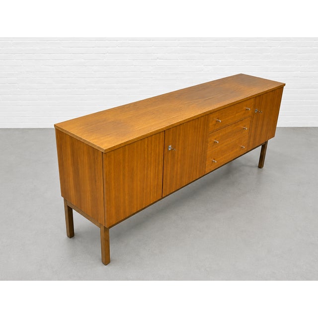 Long Mid Century Modern Teak Credenza | Scandinavian Danish Modern Sideboard, C. 1960's For Sale - Image 14 of 16