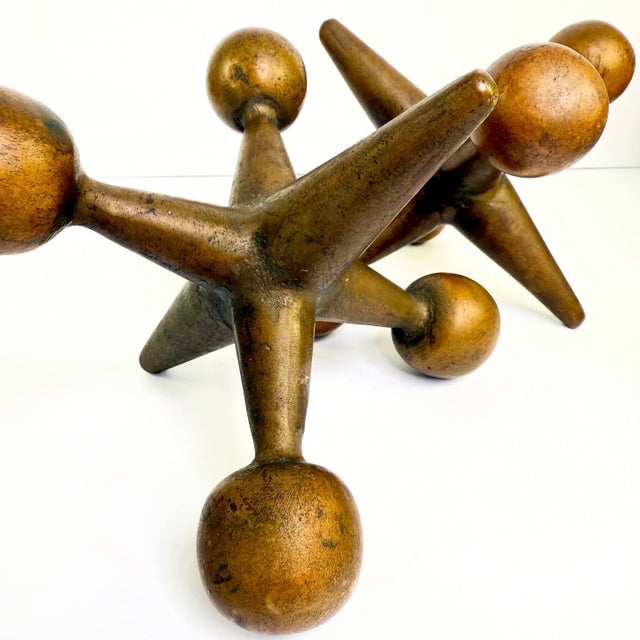 Mid-Century Modern 2 1960s Mid Century Modern Jax Jacks Brass Metal Sculpture Bookends MCM For Sale - Image 3 of 8