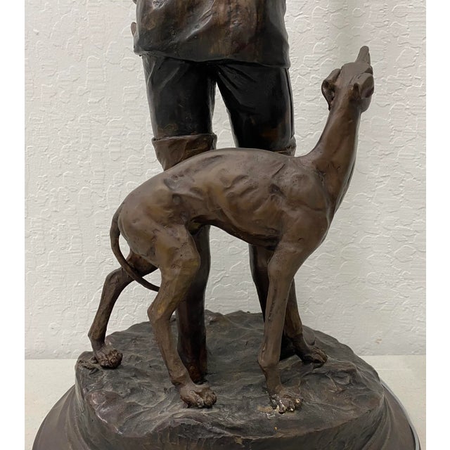 Bronze Sculpture of a Young Man With a Greyhound Converted to Table Lamp by Boschetti For Sale In San Francisco - Image 6 of 11