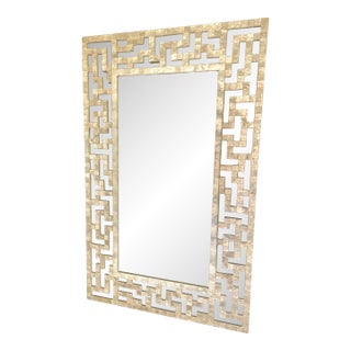 Neiman Marcus Vintage Capiz Shell Fretwork Wall Mirror For Sale