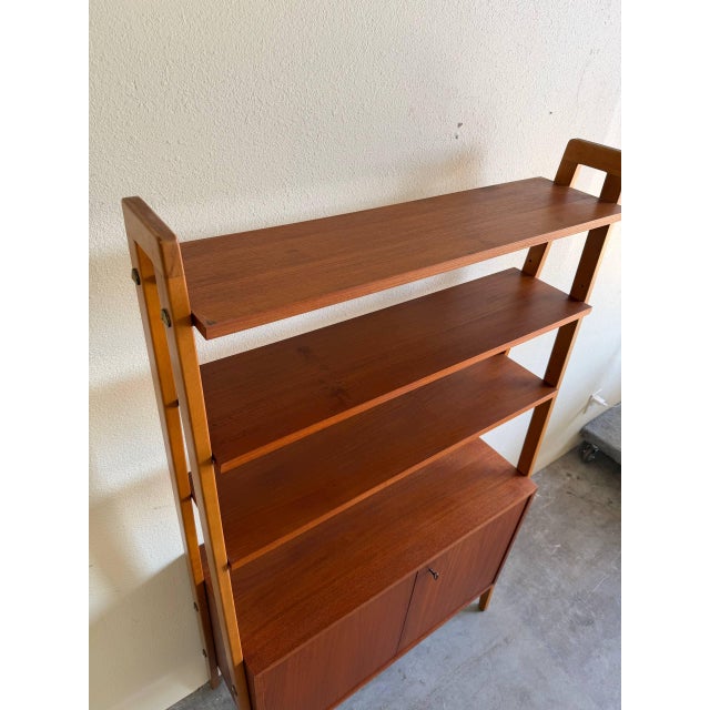 Swedish Teak Wall Unit in Style of Gillis Lundgren Mid Century Modern Bookcase Cabinet 1960s For Sale - Image 9 of 10