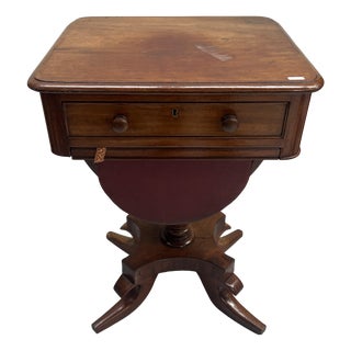 Antique Mahogany Sewing Table For Sale