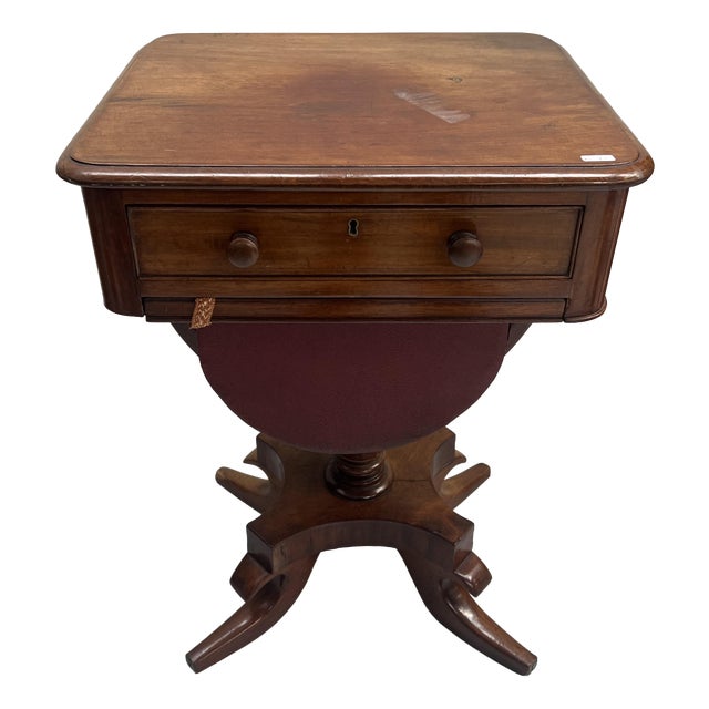 Antique Mahogany Sewing Table For Sale