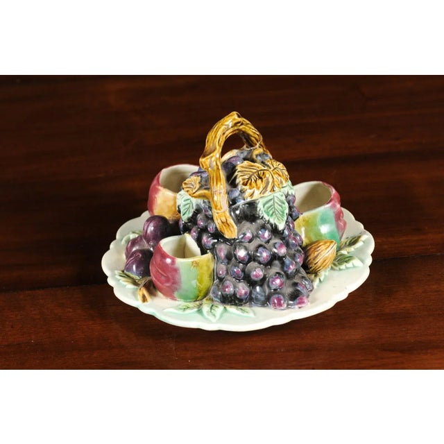 Mid 19th Century French 19th Century Glazed Majolica Lidded Fruit Dish with Grapes For Sale - Image 5 of 12