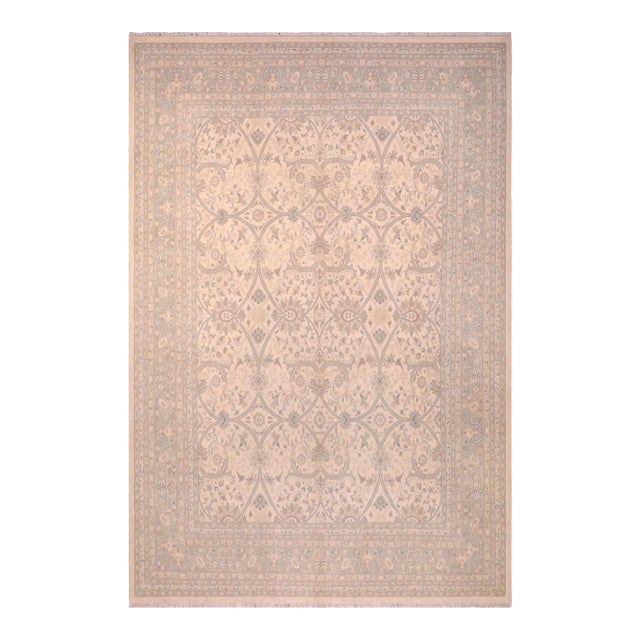 Sunfaded Beige/Green Wool Rug - 8'1'' X 9'11'' For Sale