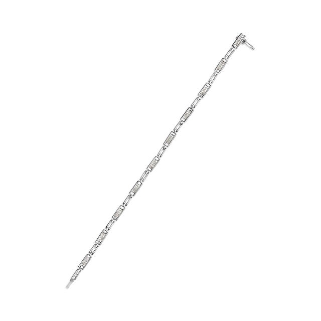 Haus of Brilliance 14K White Gold 1.0 Cttw Invisible Set Princess Cut Diamond Alternating Station and Link Tennis Bracelet (I-J Color, I1-I2 Clarity) - Size 7.25" Inches For Sale - Image 4 of 7