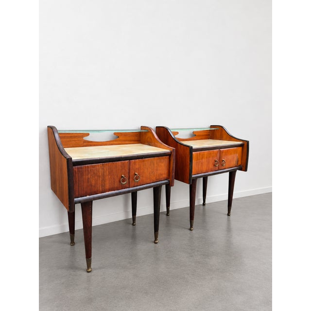 Wood Mid-Century Italian Bedside Tables, 1950, Set of 2 For Sale - Image 7 of 13