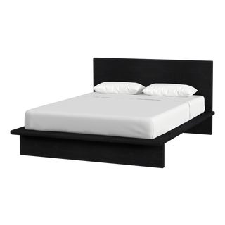 Halmstad Wood Platform Queen Bed, Black For Sale