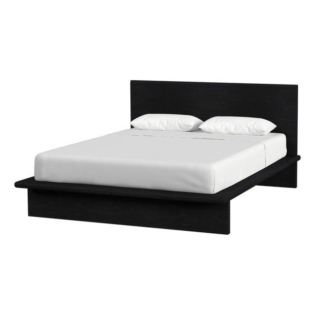 Halmstad Wood Platform Queen Bed, Black For Sale
