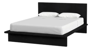 Halmstad Wood Platform Queen Bed, Black
