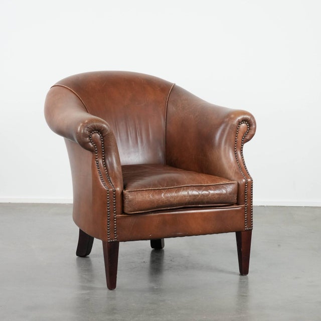 Vintage Club Chair in Cowhide Leather For Sale - Image 16 of 16