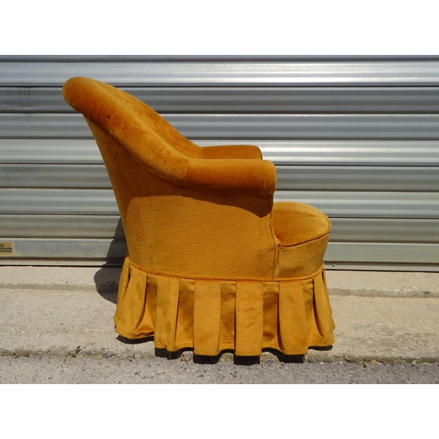 Antique Toadstool Armchair in Silky Yellow Velvet, 1950s For Sale - Image 13 of 18
