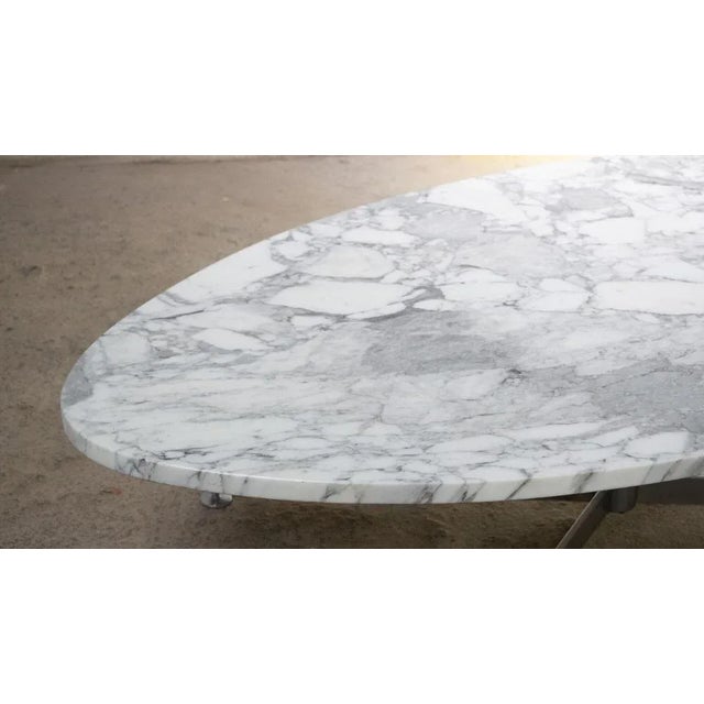 Metal Large Oval Marble Coffee Table by Michel Kin for Arflex, 1970s For Sale - Image 7 of 11