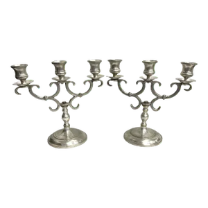 Baldwin Three Arm Candlelabra Candle Holders - a Pair