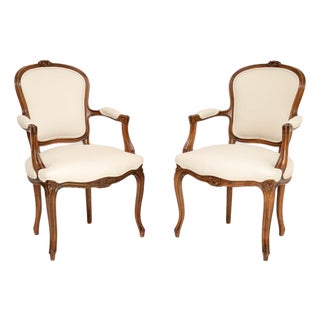 French Walnut Salon Armchairs, 1930, Set of 2 For Sale