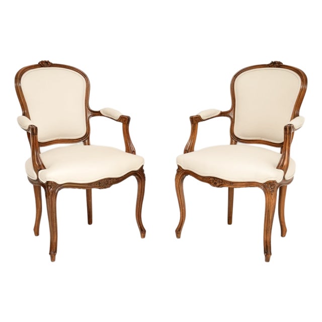 French Walnut Salon Armchairs, 1930, Set of 2 For Sale
