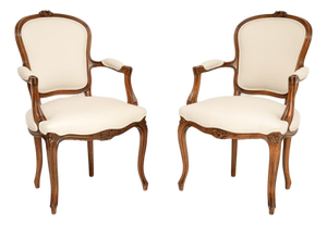 French Walnut Salon Armchairs, 1930, Set of 2