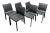 Set of 6 Chic Modern Gray Leather Stitched Dining Chairs For Sale