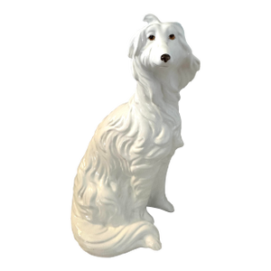 Vintage Russian Wolfhound Borzoi White Ceramic Dog Figure
