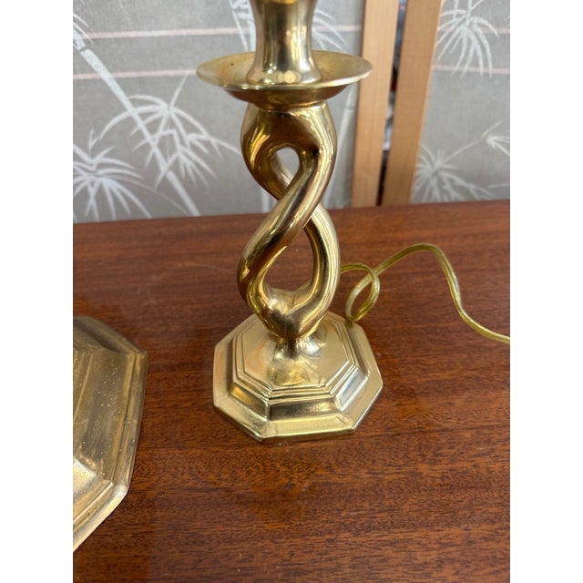 1970s Pair of Vintage Brass Spiral Table Lamps For Sale In Atlanta - Image 6 of 9