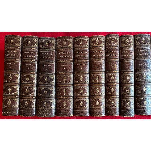 Animal Skin Fine Leather Bindings - The Works of William Makepeace Thackeray - Books From 1869 - 18 Volumes For Sale - Image 7 of 14