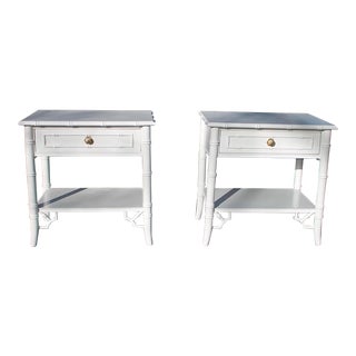 Vintage Thomasville Faux Bamboo Lacquered Nightstands - a Pair For Sale