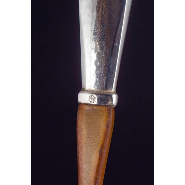 1930s Salad Set in Silver and Bone with Handles in the Viking Pattern by Georg Jensen, 1930s, Set of 2 For Sale - Image 5 of 6