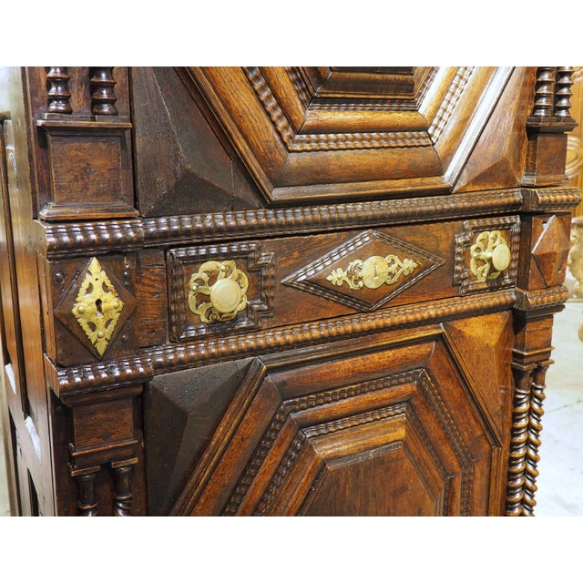 Wood Antique Carved Oak Homme Debout Malouin Cabinet From St. Malo, France, C. 1700 For Sale - Image 7 of 12