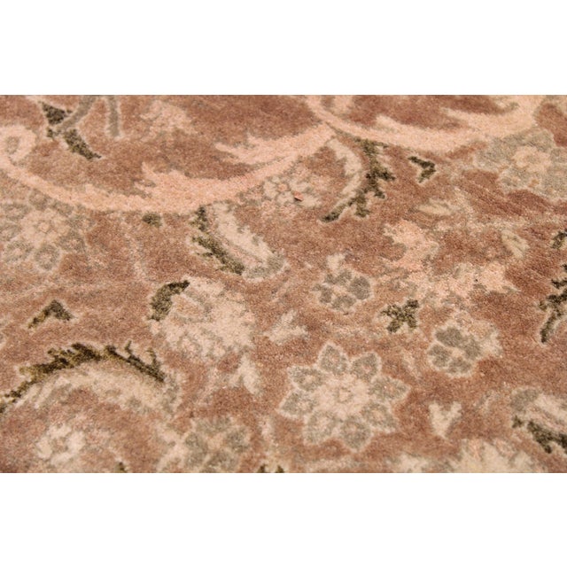 Shabby Chic Medallion 1990's Pak-Persian Tan/Tan Wool Rug - 9'0'' X 11'6'' For Sale - Image 3 of 9