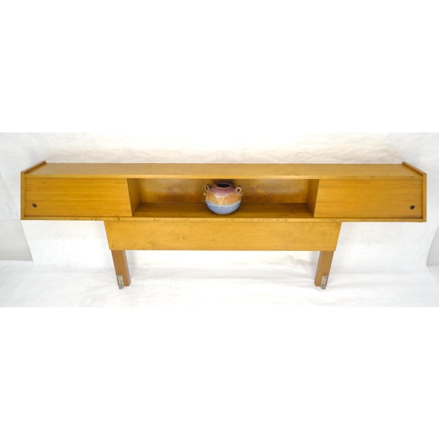 Wood Edmund Spence Blond Birch 92" Long Headboard Bed w/ Storage Compartment c1960s For Sale - Image 7 of 15